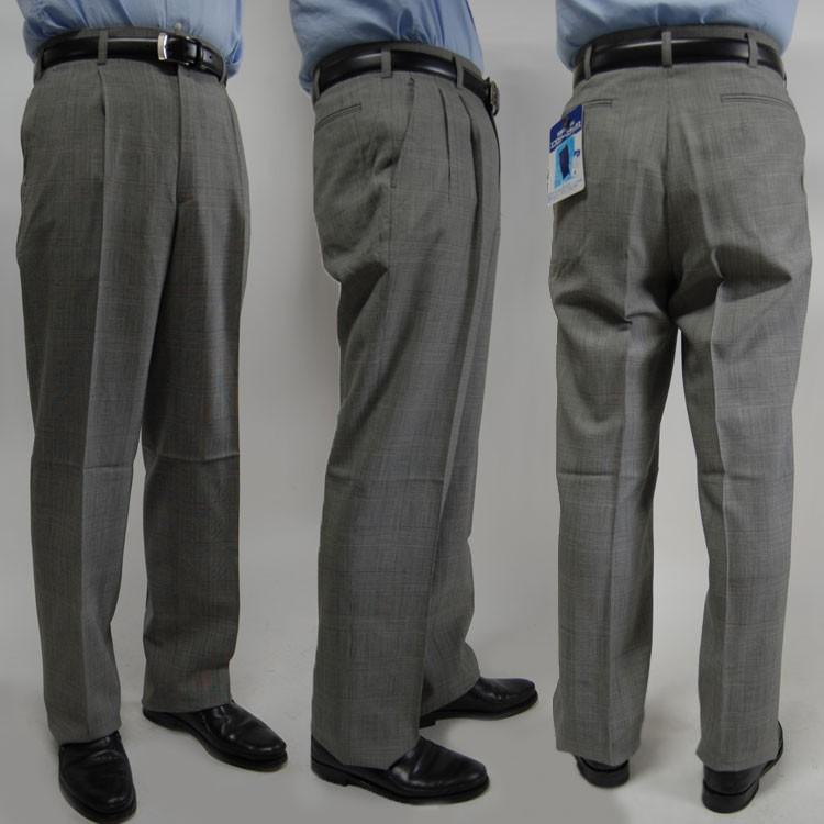 スラックス メンズ ツータック 春夏用 グレンチェックパンツ 自宅で