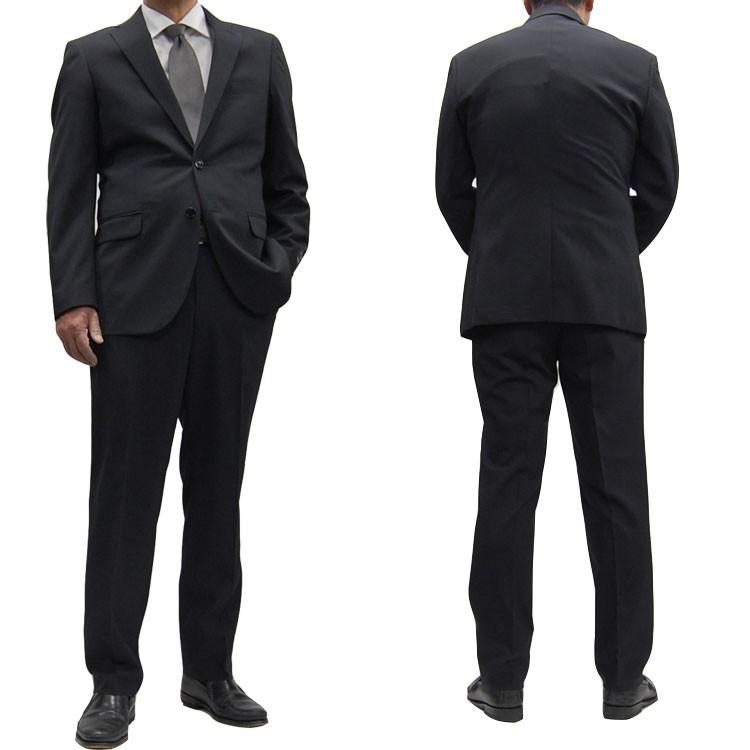 スーツ シングル メンズ ツーパンツ ノータック ワンタック 春夏 スーパーストレッチ 黒色 自宅で洗えるスーツ ビジネスパンツ 形態安定加工  10238110