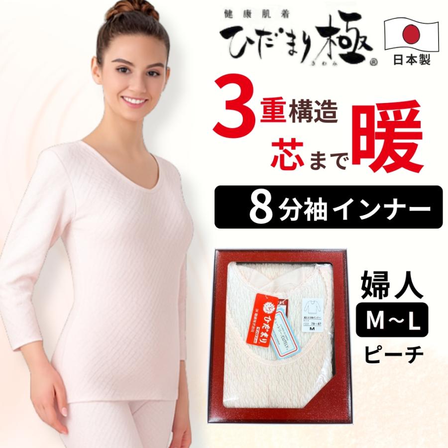 ひだまり 極 婦人8分袖インナー ひだまり 極 婦人用 インナー シャツ 8分袖 肌着 レディース あったか