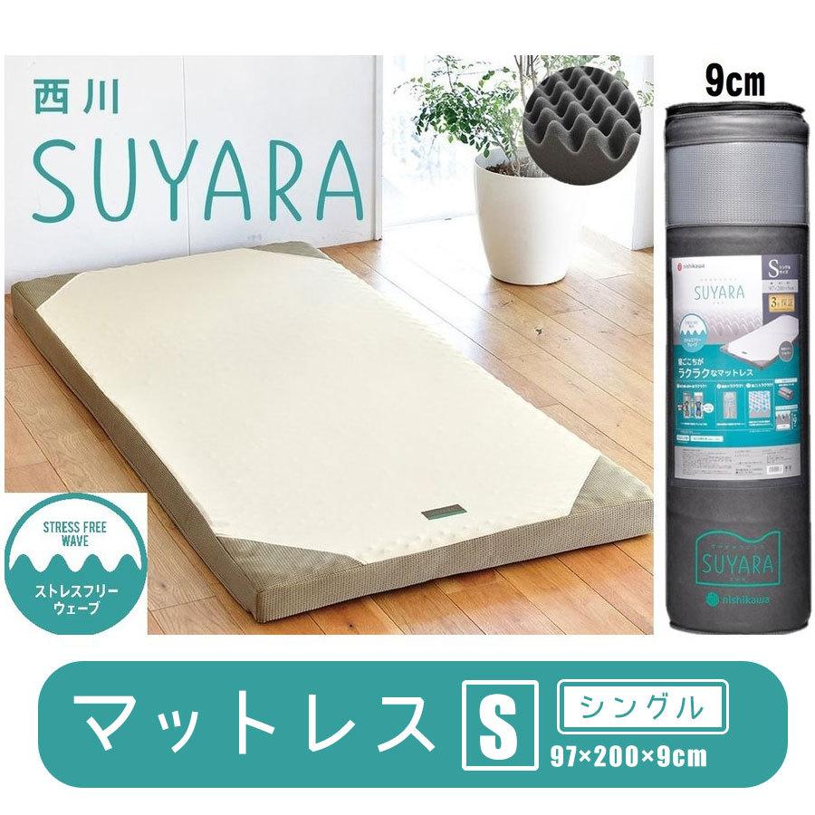 西川 マットレス シングル 敷布団 スヤラ SUYARA 敷き布団 丸巻き 97×200×9cm 健康寝具 健康敷き布団 点で支える 腰痛 体圧分散 敷きふとん 高反発｜yumesse