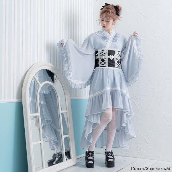 フリルいっぱい大人用浴衣ドレス セパレート ミニ丈 地雷系