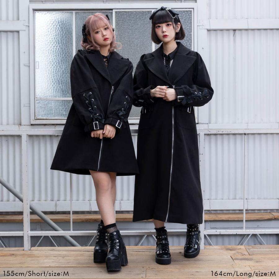 mmeeme フロントジップラメチェックスコート 赤