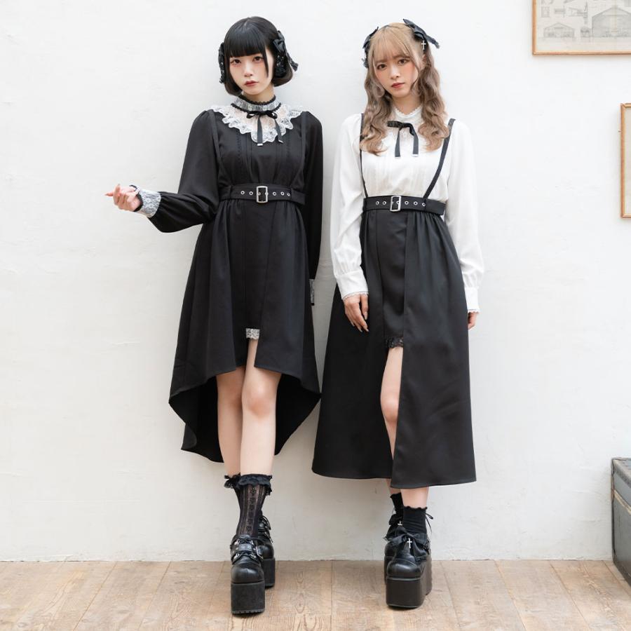 スカート スリット ひざ丈 ロング 量産型 服 地雷系 参戦服 LL 3L DearMyLove 夢展望 レーススリットデザイン風スカート｜yumetenbo｜09