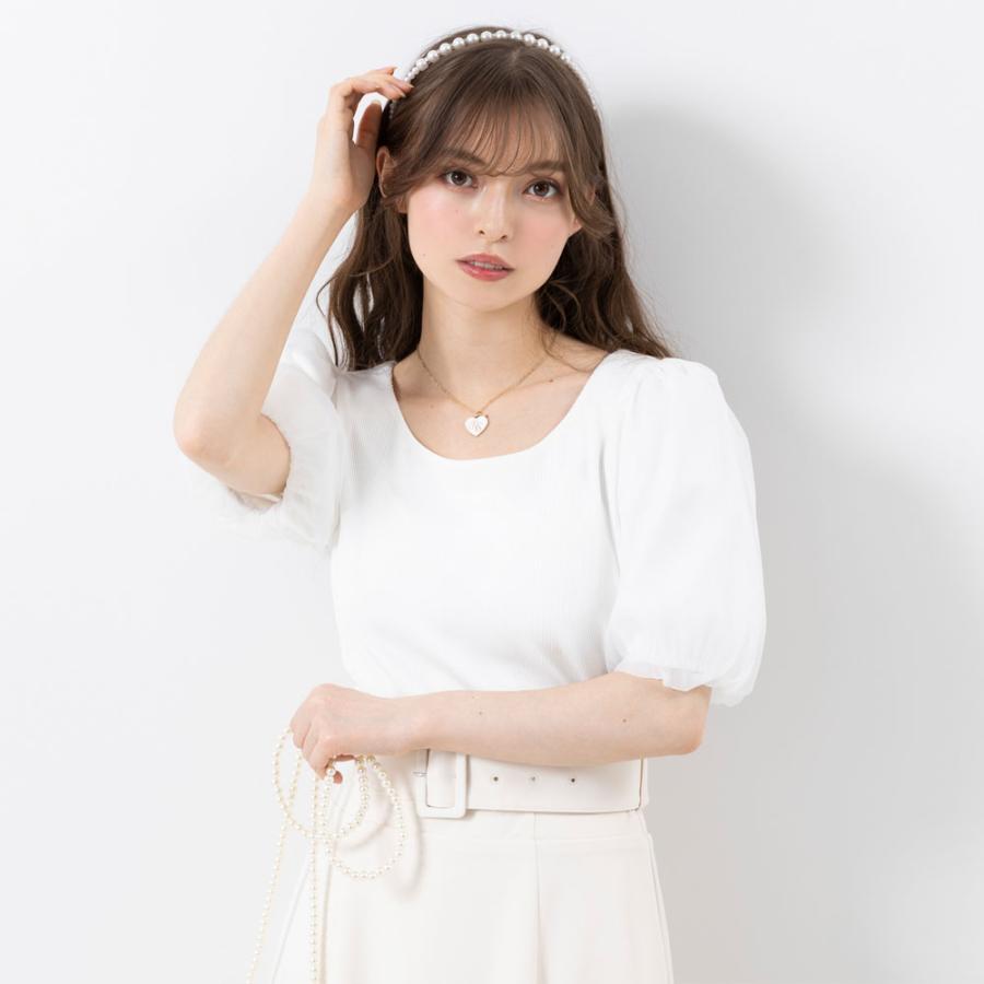 Tシャツ トップス レディース 半袖 夏 春 量産型 デート モテ 細見え きれいめ レンチガーリー 大人ガーリー あざとい LL 3LフDearMyLoveRose 夢展望｜yumetenbo｜11