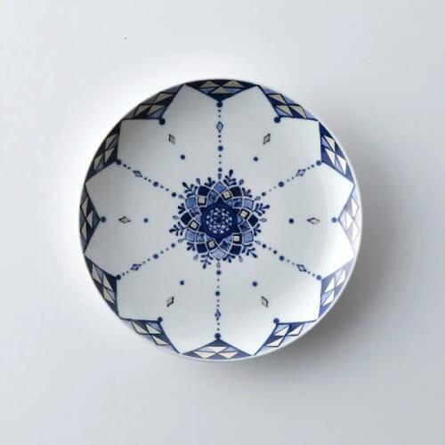 藍青（らんせい）瓔珞銀彩プレート185（18.5cm）波佐見焼 【林