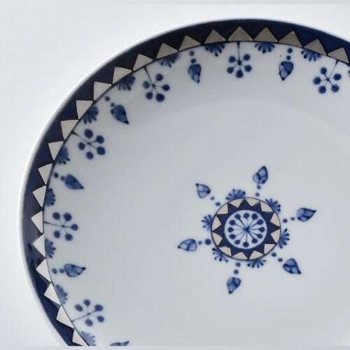 藍青（らんせい）飾り銀彩プレート185（18.5cm）波佐見焼 【林九郎窯