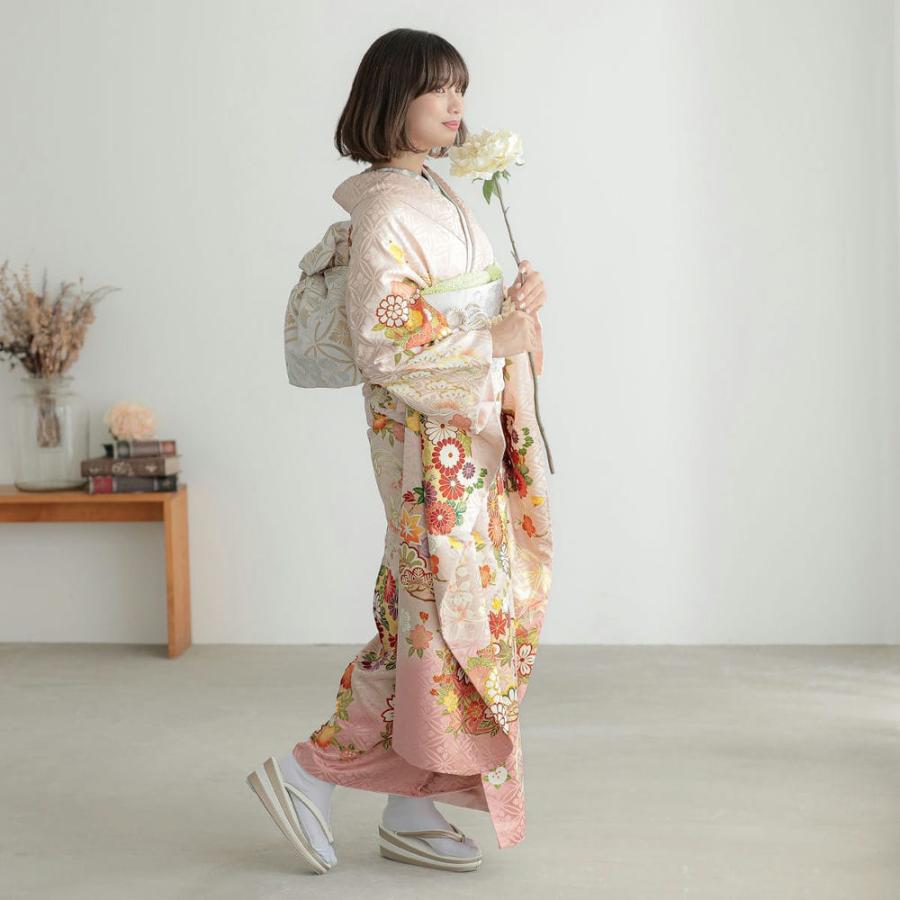振袖 未仕立て お誂え 新品 成人式 ブランド 吉澤の友禅 薄ピンク 花