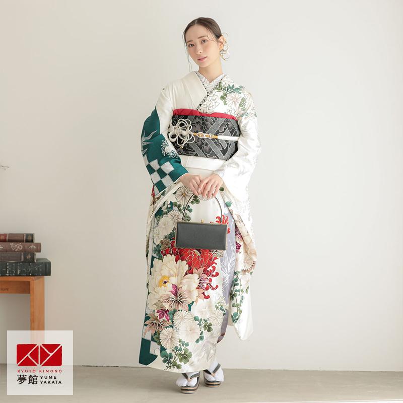 振袖 関芳 百合 銀彩 ホワイト ピンク 未仕立て 仮絵羽 成人式 振袖 未