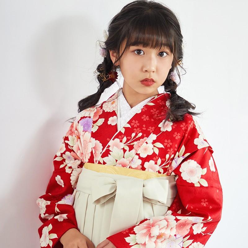 袴 レンタル 小学生 赤 菊桜牡丹 卒業式 女の子 ジュニア AG113｜yumeyakata｜10