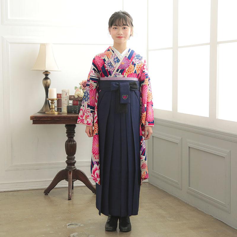 袴 レンタル 小学生 JENNI love 紺ストライプ 菊と牡丹 卒業式 女の子