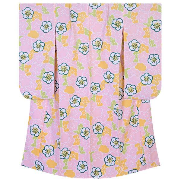 ジュニア振袖 レンタル ピンク　梅尽くし(A141) 小学生 中学生 十三参り 結婚式 フルセット AR129_1