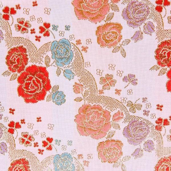 帯 レンタル 7歳四つ身用帯 白 薔薇とクローバー B1022 | ブランド登録なし | 01