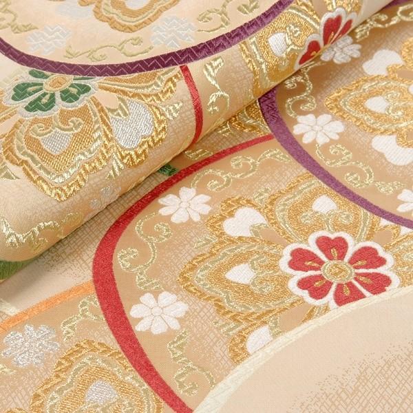 帯 レンタル 正絹 振袖用帯 クリーム 青海波に華文 B1376 : 京都着物 