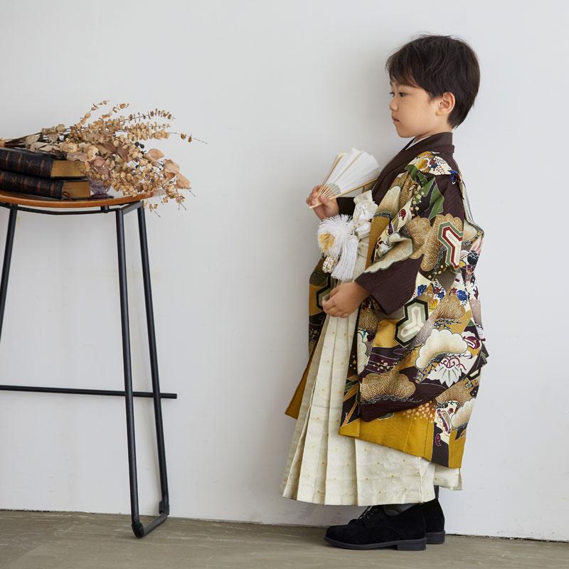 5歳七五三　男の子 乙葉　水色とクリーム色の着物 5歳七五三 男の子 乙葉 水色とクリーム色の着物 5歳七五三 男の子