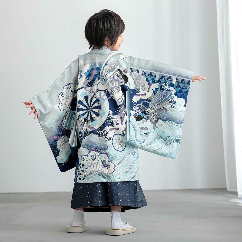 七五三 着物 レンタル 753 5歳 男の子 乙葉 ブランド着物 水色 兜に