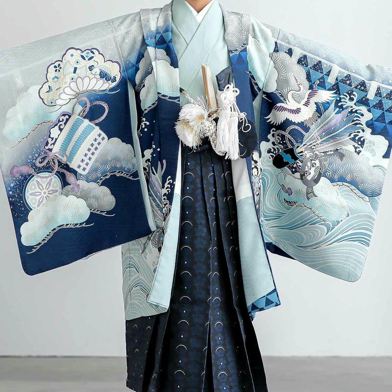 七五三 着物 レンタル 753 5歳 男の子 乙葉 ブランド着物 水色 兜に