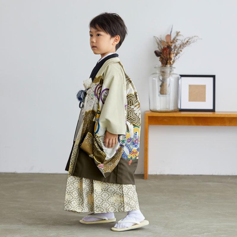 七五三 着物 レンタル 753 5歳 男の子 式部浪漫 ブランド着物 クリーム