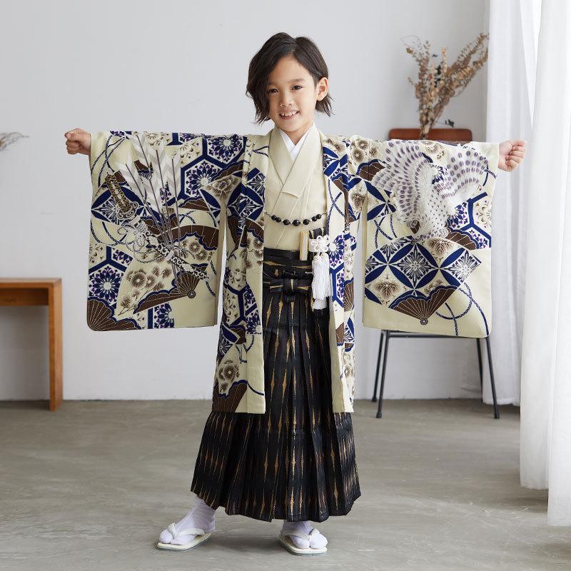 当店の記念日 七五三 五歳着物S寸(ブルー扇面かぶと) 和服 - education