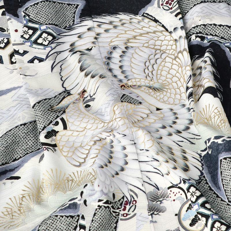 七五三5歳児お着物  黒い鷹刺繍の着物 110cm120cm 楽天市場】七五三 着物 男の子 5歳 羽織袴セット 「黒 鷹、蔓帯」 フル