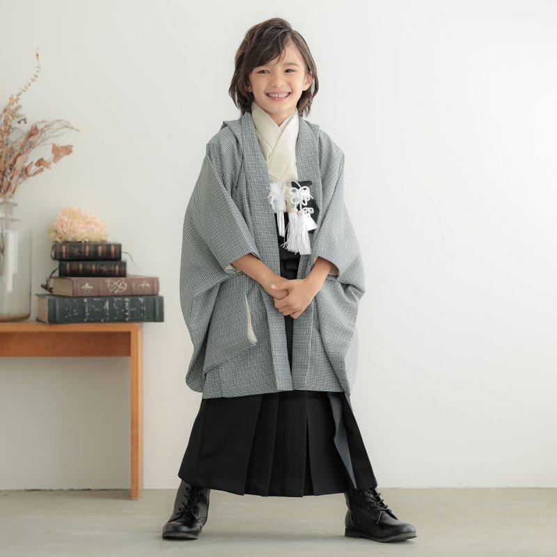 七五三 着物 レンタル 753 5歳 男の子 鳥格子×黒無地 端午の節句