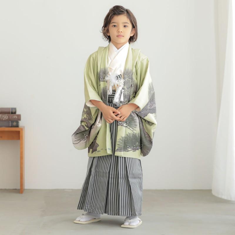 式部浪漫ブランド☆抹茶色☆５歳男の子着物フルセット 七五三 着物 レンタル 753 5歳 男の子 式部浪漫 ブランド着物 抹茶鷹に