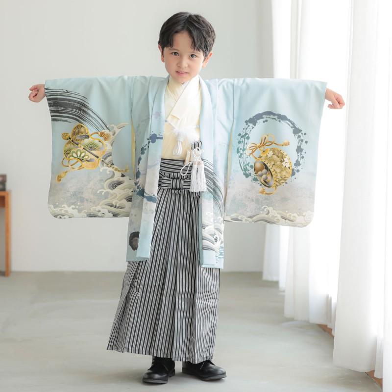 七五三 着物 レンタル 753 5歳 男の子 式部浪漫 ブランド着物 水色帆船