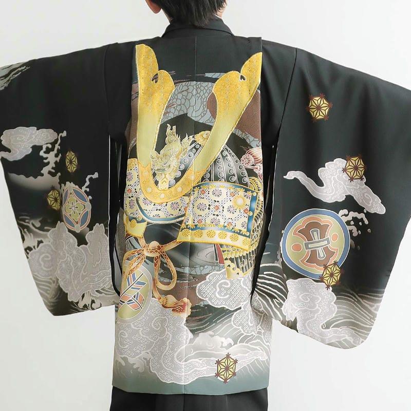 着物 七五三 5歳　男の子セット　黒　兜 楽天市場】【レンタル】七五三 5歳 レンタル 753 袴セット 男児