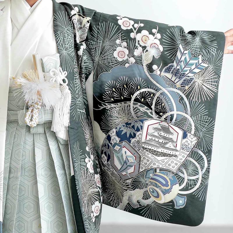 七五三 着物 レンタル 753 5歳 男の子 華徒然 ブランド着物 グレー