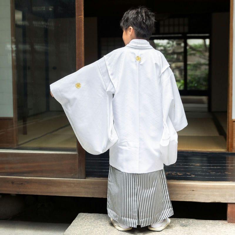 七五三 着物 レンタル 753 7歳 男の子 七歳白紋付×縞 端午の節句