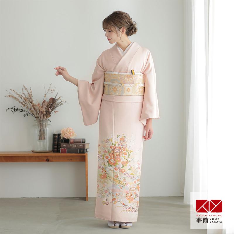 色留袖レンタル 正絹 薄ピンク 流れ熨斗に貝桶 四君子結婚式 叙勲式 五つ紋 対応身長155 164cme272 Zkgmu Kz
