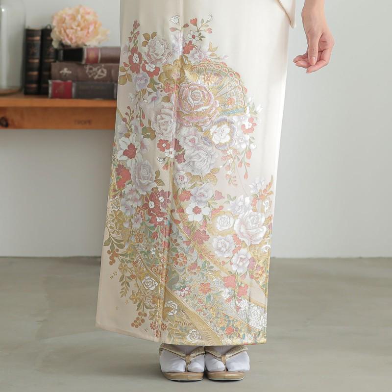 色留袖　桂由美　辻が花　鶴　撥水　身丈156cm　裄66cm　3498hll 要事前確認 色留袖 桂由美 辻が花 鶴 撥水 身丈156cm 裄66cm 3498hll