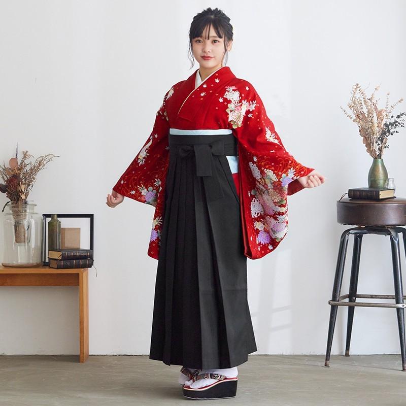 卒業式 袴 セット レンタル 大学 大人 レディース 刺繍 深紅菊＆小桜