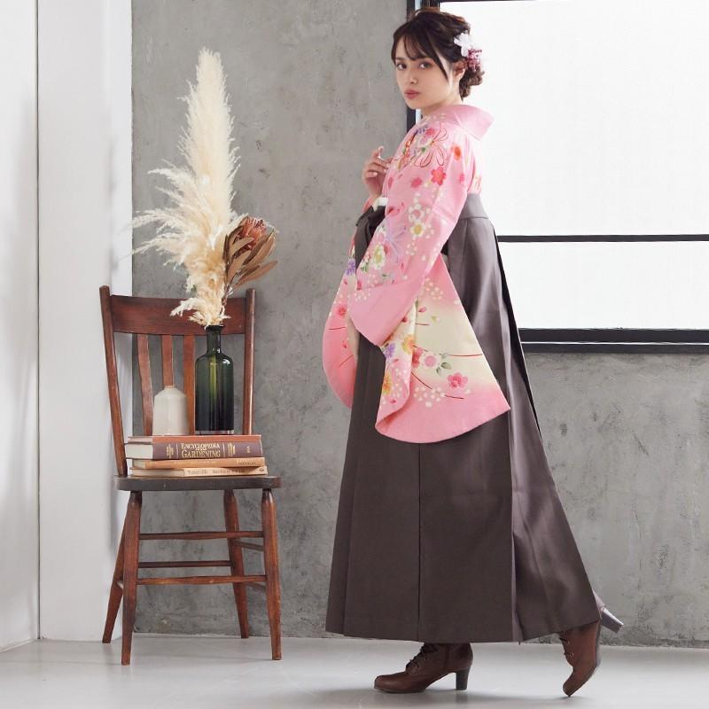 袴レンタル 卒業式 袴セット 大学生 ピンクブーケ柄 謝恩会 女の子 二尺袖 貸衣装 G186 卒業式 大学生 謝恩会