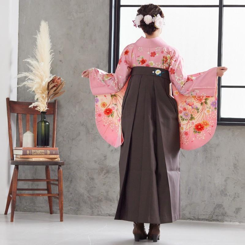 袴レンタル 卒業式 袴セット 大学生 ピンクブーケ柄 謝恩会 女の子 二尺袖 貸衣装 G186 卒業式 大学生 謝恩会