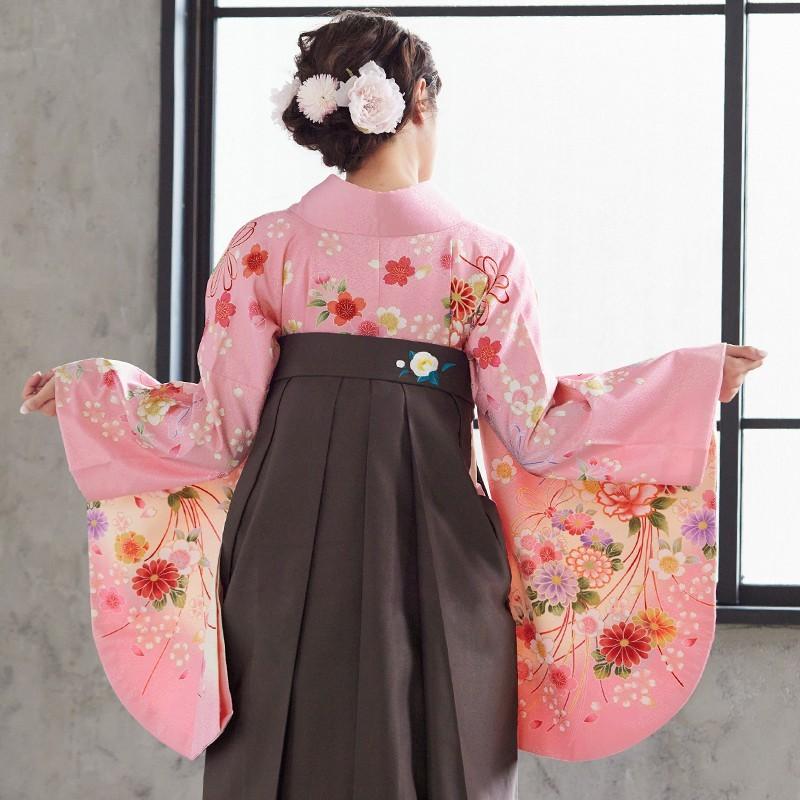袴レンタル 卒業式 袴セット 大学生 ピンクブーケ柄 謝恩会 女の子 二尺袖 貸衣装 G186 卒業式 大学生 謝恩会