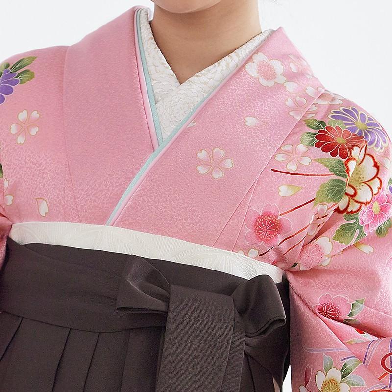 袴レンタル 卒業式 袴セット 大学生 ピンクブーケ柄 謝恩会 女の子 二尺袖 貸衣装 G186 卒業式 大学生 謝恩会