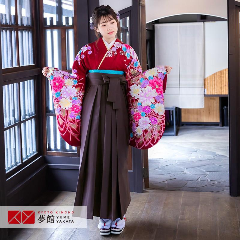 卒式 袴 仕掛ける 賃借 最高学府 成年者 レディース  パティパティ 刺しゅう 赤菊と全ての存在 うしろ帯 二尺袖 貸お召しもの  往復貨物輸送無料 着物、浴衣-レディースファッション