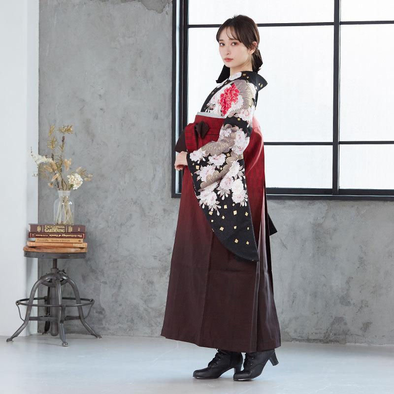 袴レンタル 卒業式 袴セット 大学生 ジャパンスタイル 黒松牡丹に八重桜 謝恩会 女の子 二尺袖 貸衣装 G530 ジャパンスタイル 卒業式 大学生 謝恩会