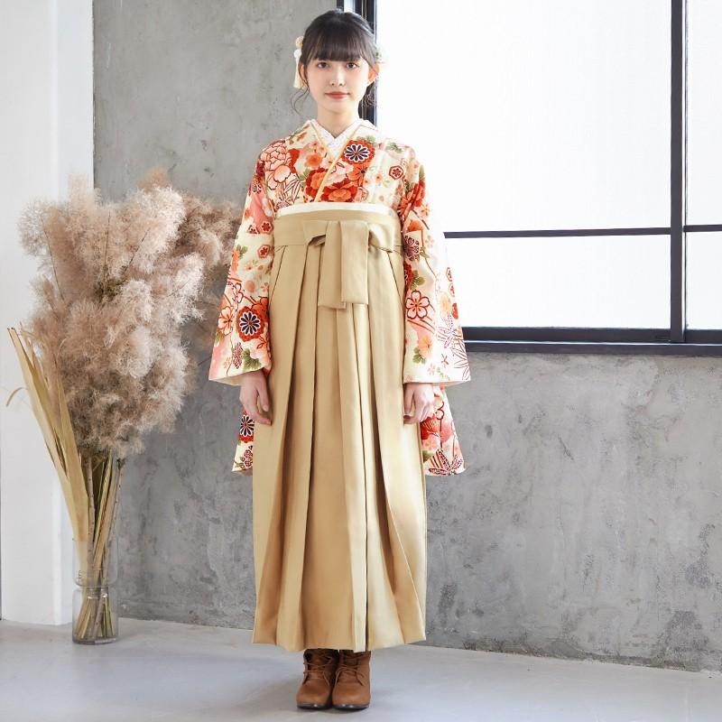袴レンタル 卒業式 袴セット 大学生 クリーム雪輪花くす玉(A042)(G870) 謝恩会 女の子 二尺袖 貸衣装 G642 卒業式 大学生 謝恩会