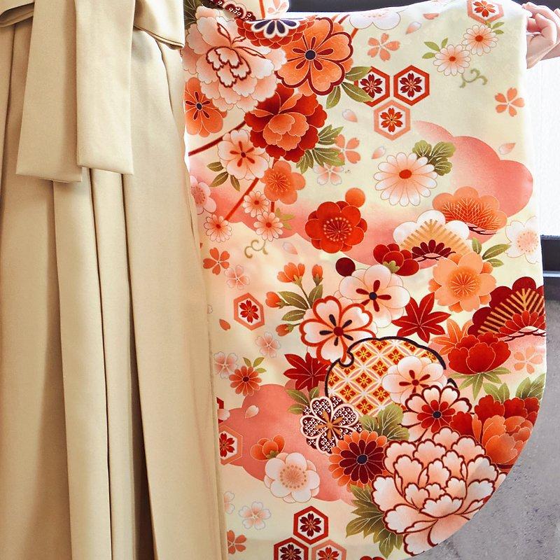 袴レンタル 卒業式 袴セット 大学生 クリーム雪輪花くす玉(A042)(G870) 謝恩会 女の子 二尺袖 貸衣装 G642 卒業式 大学生 謝恩会