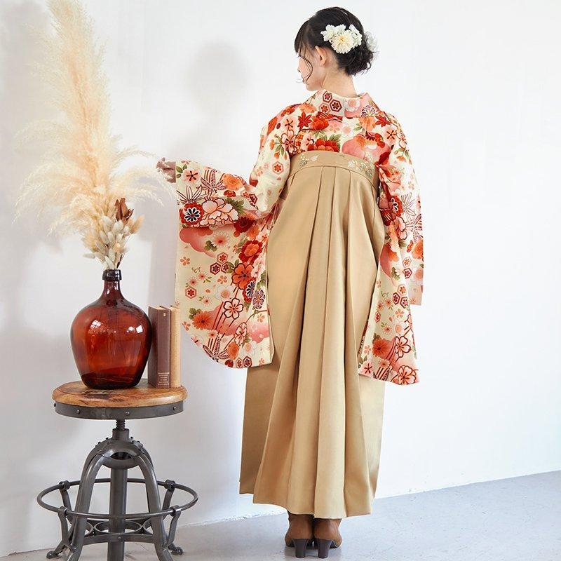 袴レンタル 卒業式 袴セット 大学生 クリーム雪輪花くす玉(A042)(G870) 謝恩会 女の子 二尺袖 貸衣装 G642 卒業式 大学生 謝恩会