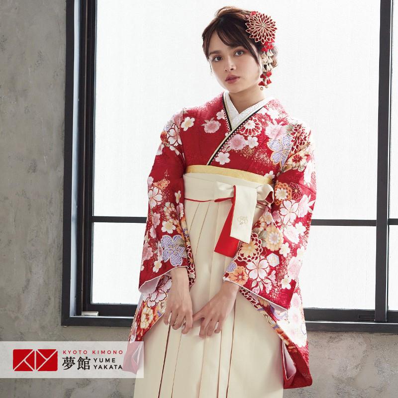 卒業式 袴 セット レンタル 大学 大人 レディース 赤花と御所車 女の子