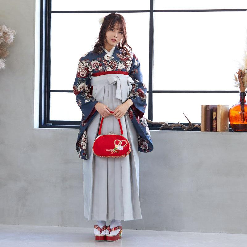 袴レンタル 卒業式 袴セット 大学生 紺花紋散らし 謝恩会 女の子 二尺袖 貸衣装 G950 卒業式 大学生 謝恩会