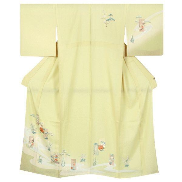 訪問着 レンタル 入学式 卒業式 結婚式 単衣 着用時期6月・9月 薄緑 流水に短冊 七五三 身長143〜163cm H040_2