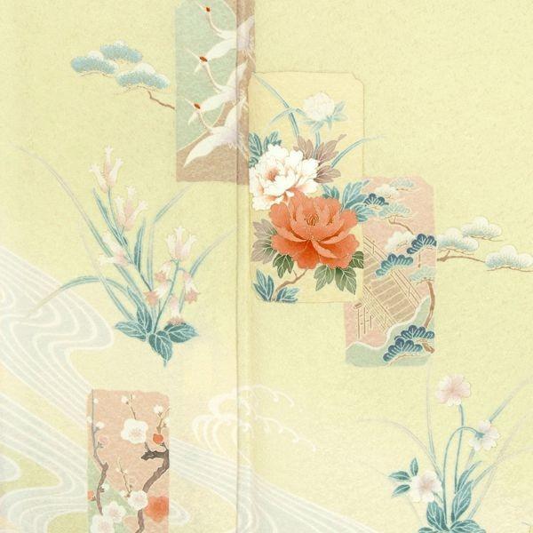 訪問着 レンタル 入学式 卒業式 結婚式 単衣 着用時期6月・9月 薄緑 流水に短冊 七五三 身長143〜163cm H040_3