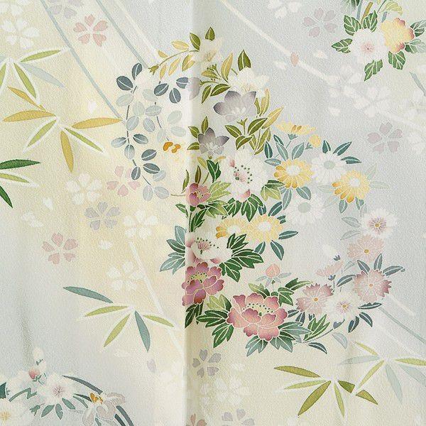 訪問着 レンタル 入学式 卒業式 結婚式 袷  安い 訳あり特価 グレー 笹の葉と花丸文 七五三 身長147〜154cm H095_3