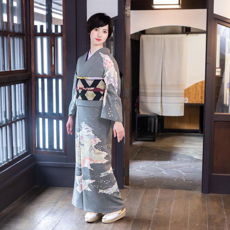 訪問着 レンタル 入学式 卒業式 結婚式 袷 【加賀友禅】作家物/白坂 
