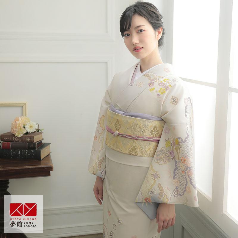 内と良 上品 クリームベージュ 雲取り 訪問着 訪問着 レンタル 入学式 卒業式 結婚式 ジャパンスタイル ブランド着物