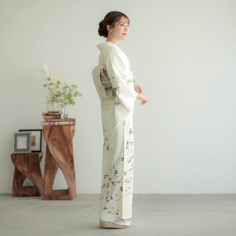 訪問着 レンタル 入学式 卒業式 結婚式 単衣 アイボリー 流水に野ばら