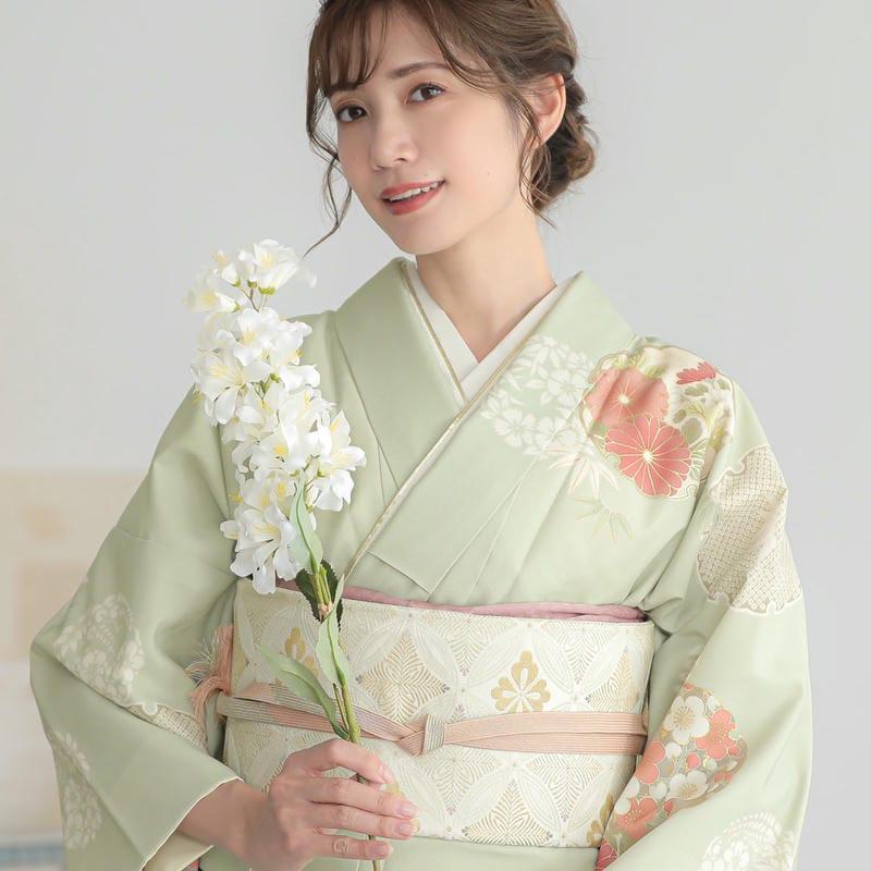 訪問着 レンタル 入学式 卒業式 結婚式 ジャパンスタイル ブランド着物 袷 スカイグリーン 雪輪取り 七五三 身長154〜165cm ...